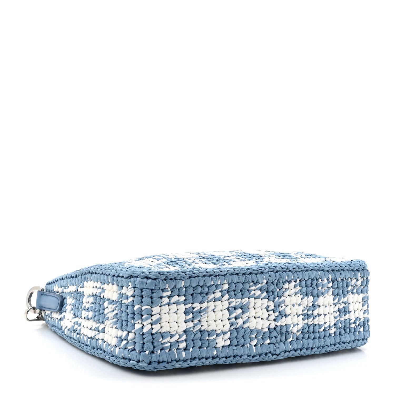 Prada Yarn Raffia Effect Crochet Embroidered Mini Re-Edition 1978 Shoulder Bag Celeste 4 of 10