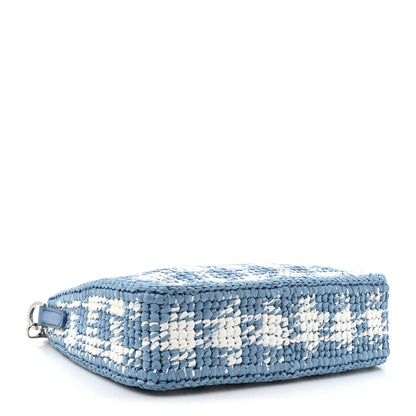Prada Yarn Raffia Effect Crochet Embroidered Mini Re-Edition 1978 Shoulder Bag Celeste 4 of 10
