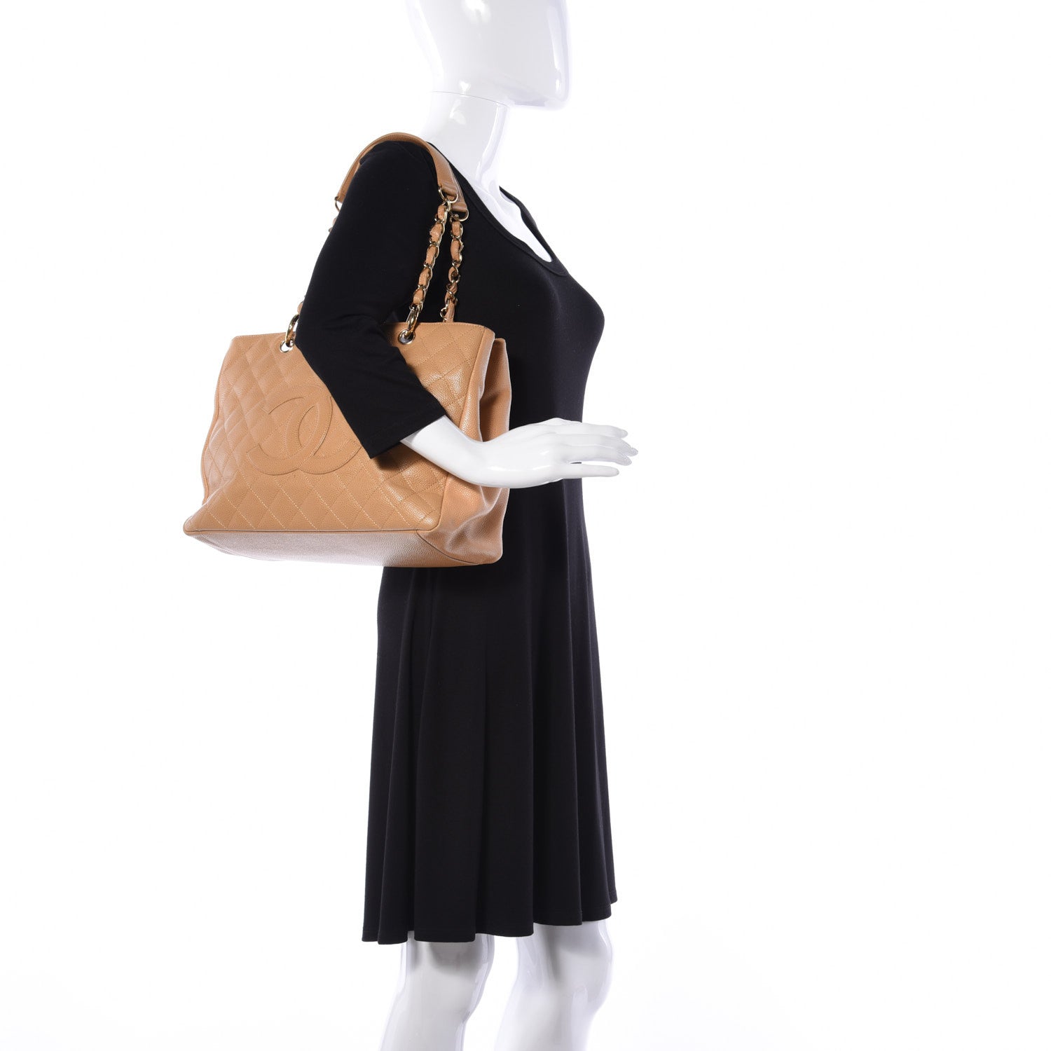 Chanel Caviar Quilted Grand Shopping Tote GST Beige 2 of 9