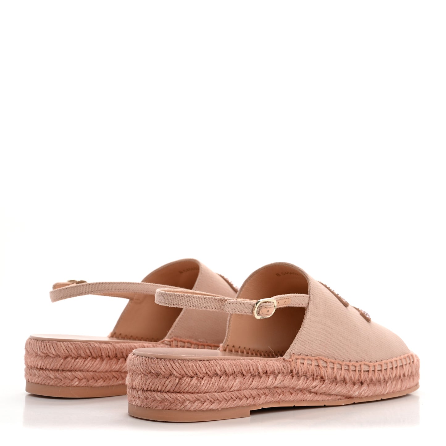 Canvas Strass CC Espadrille Slingback Sandals 39 Pink