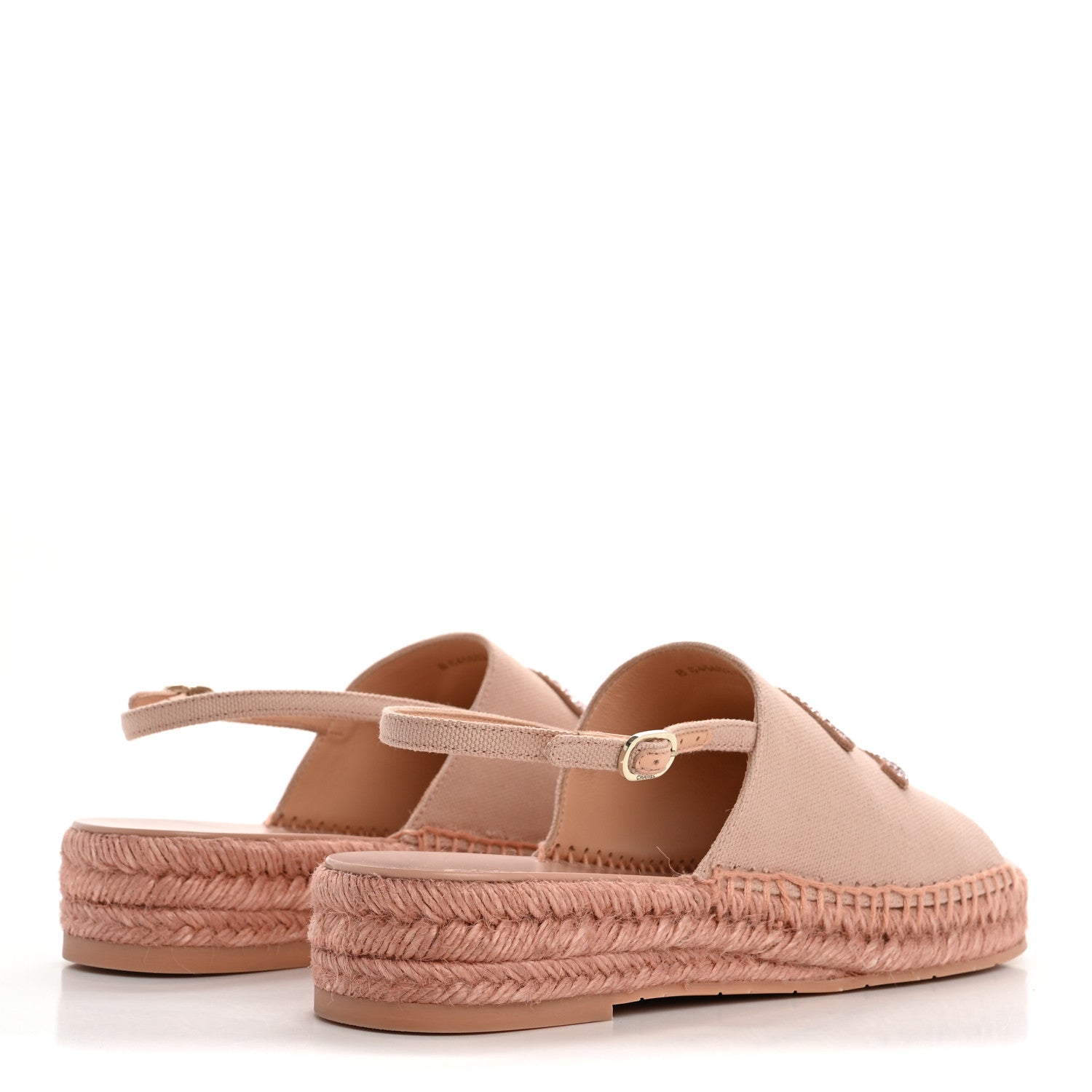 Chanel Canvas Strass CC Espadrille Slingback Sandals 39 Pink 5 of 10