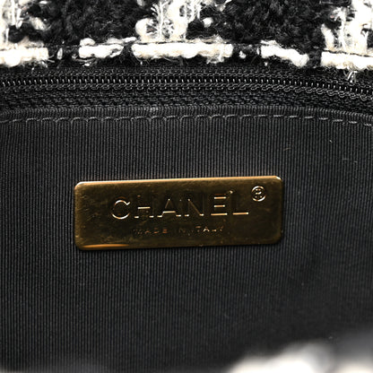Chanel Tweed Quilted Medium Chanel 19 Flap Black Ecru White 6 of 10