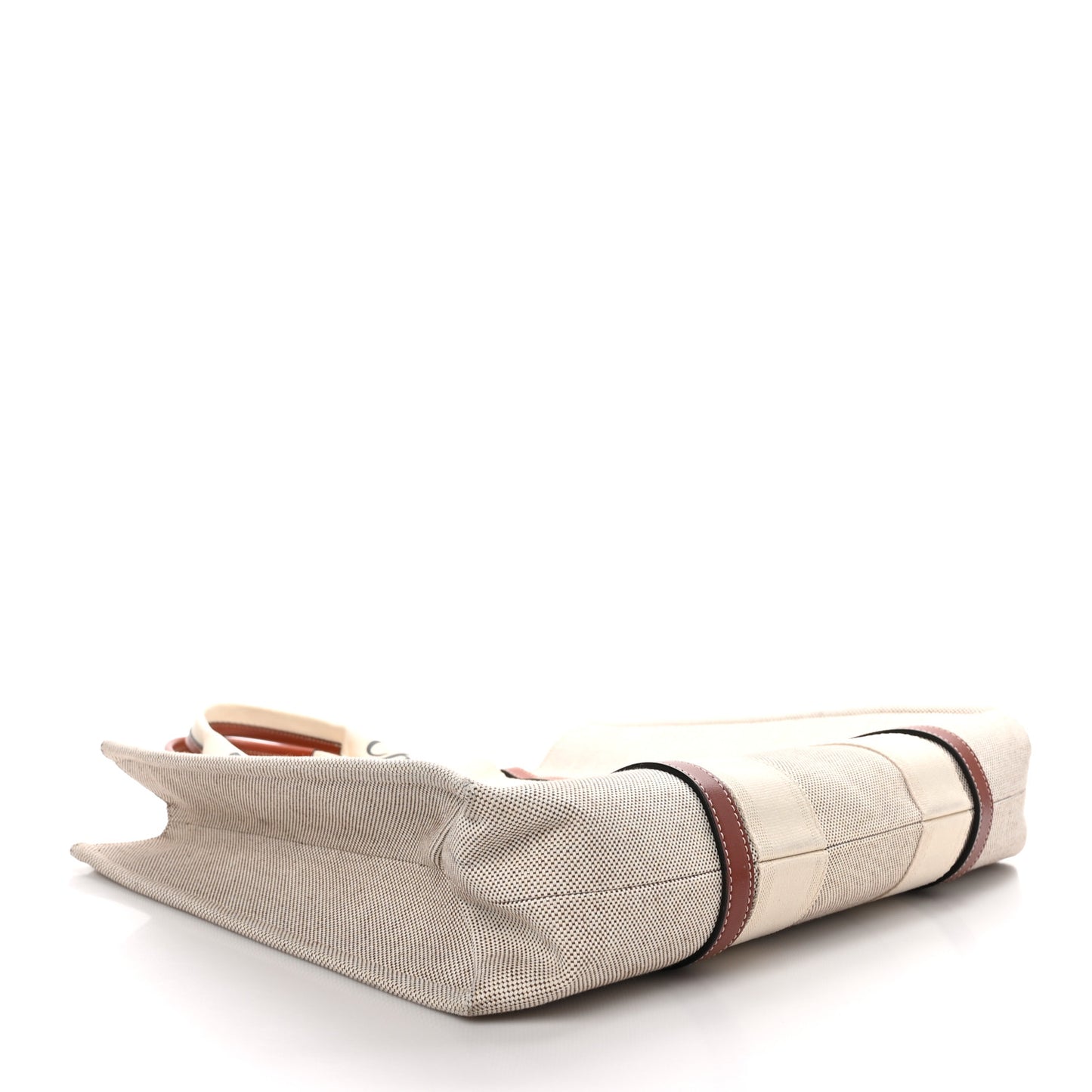 Cotton Calfskin Large Woody Ribbon Tote White Brown