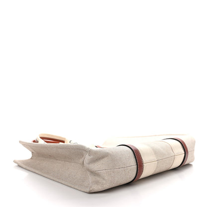 Chloe Cotton Calfskin Large Woody Ribbon Tote White Brown 4 of 10