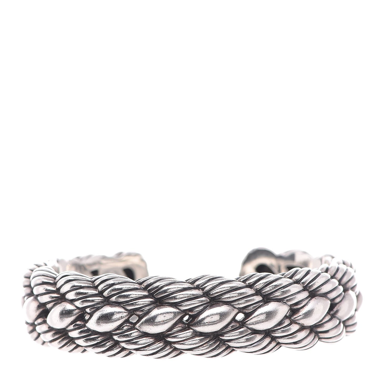 Stainless Steel Sterling Silver Woven Cable Cuff M