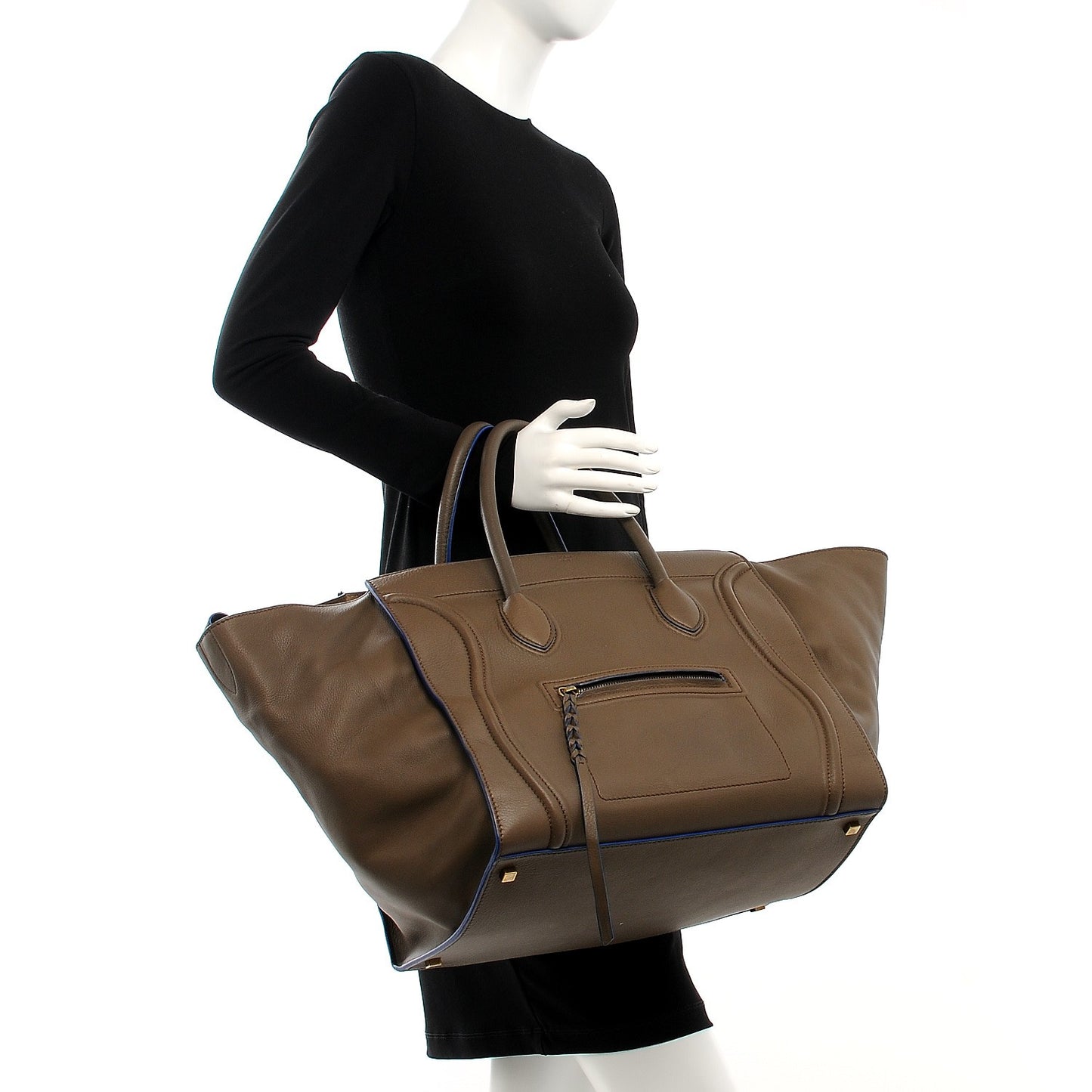 Supple Calfskin Large Phantom Luggage Khaki