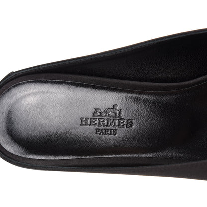 Hermes Satin Suede Goatskin Crystal Roxane Mules 37 Black 8 of 10