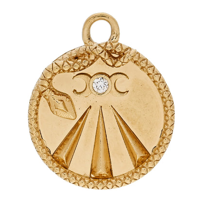 Foundrae 18K Yellow Gold Diamond Baby Mind Body Soul Wholeness Medallion Pendant 1 of 4