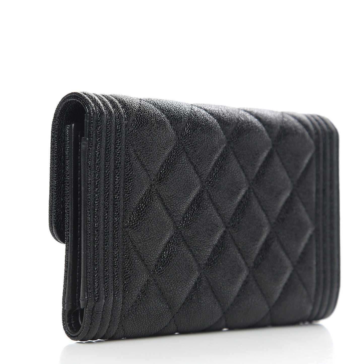 Caviar Quilted Medium Boy Flap Wallet Black