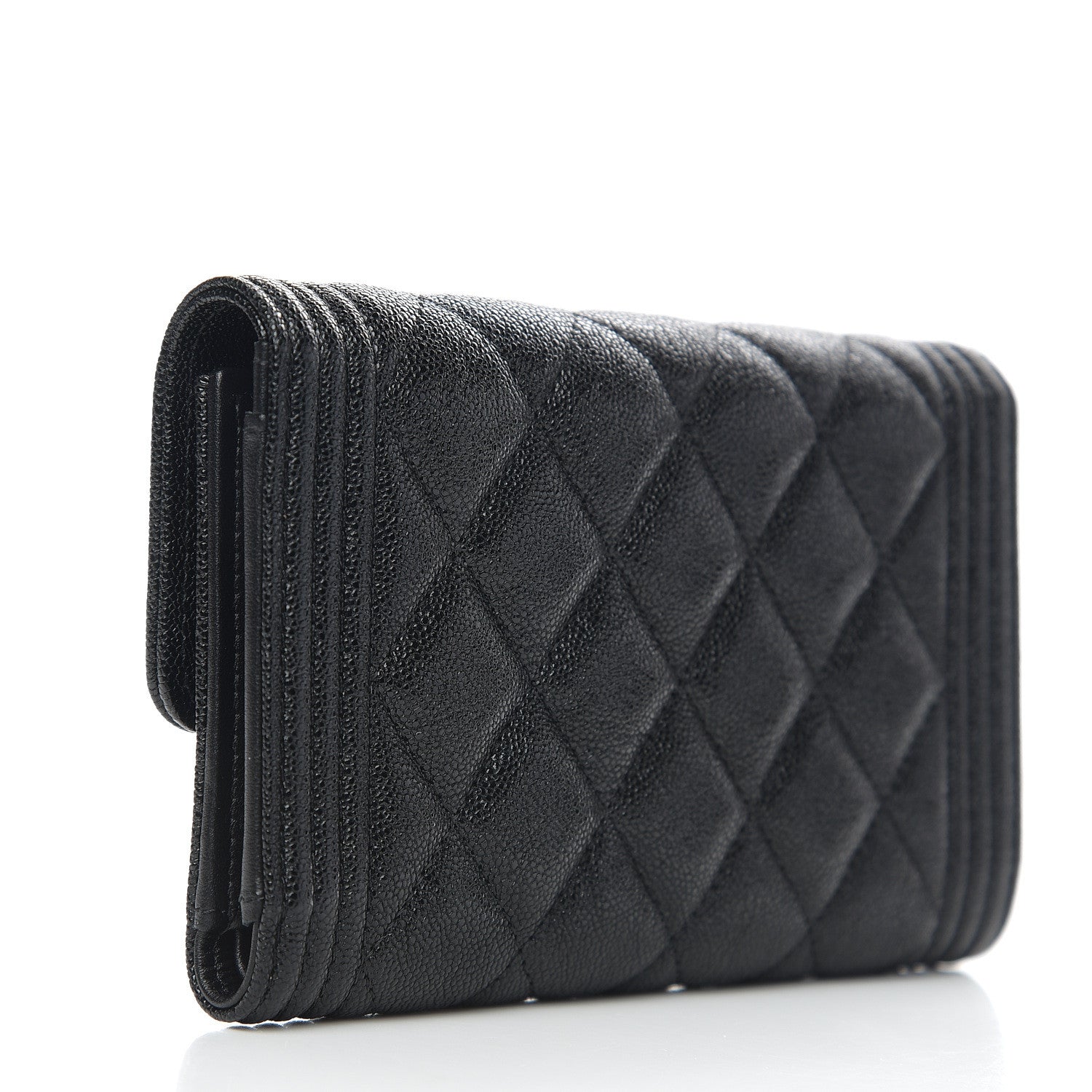 Chanel Caviar Quilted Medium Boy Flap Wallet Black 2 of 7