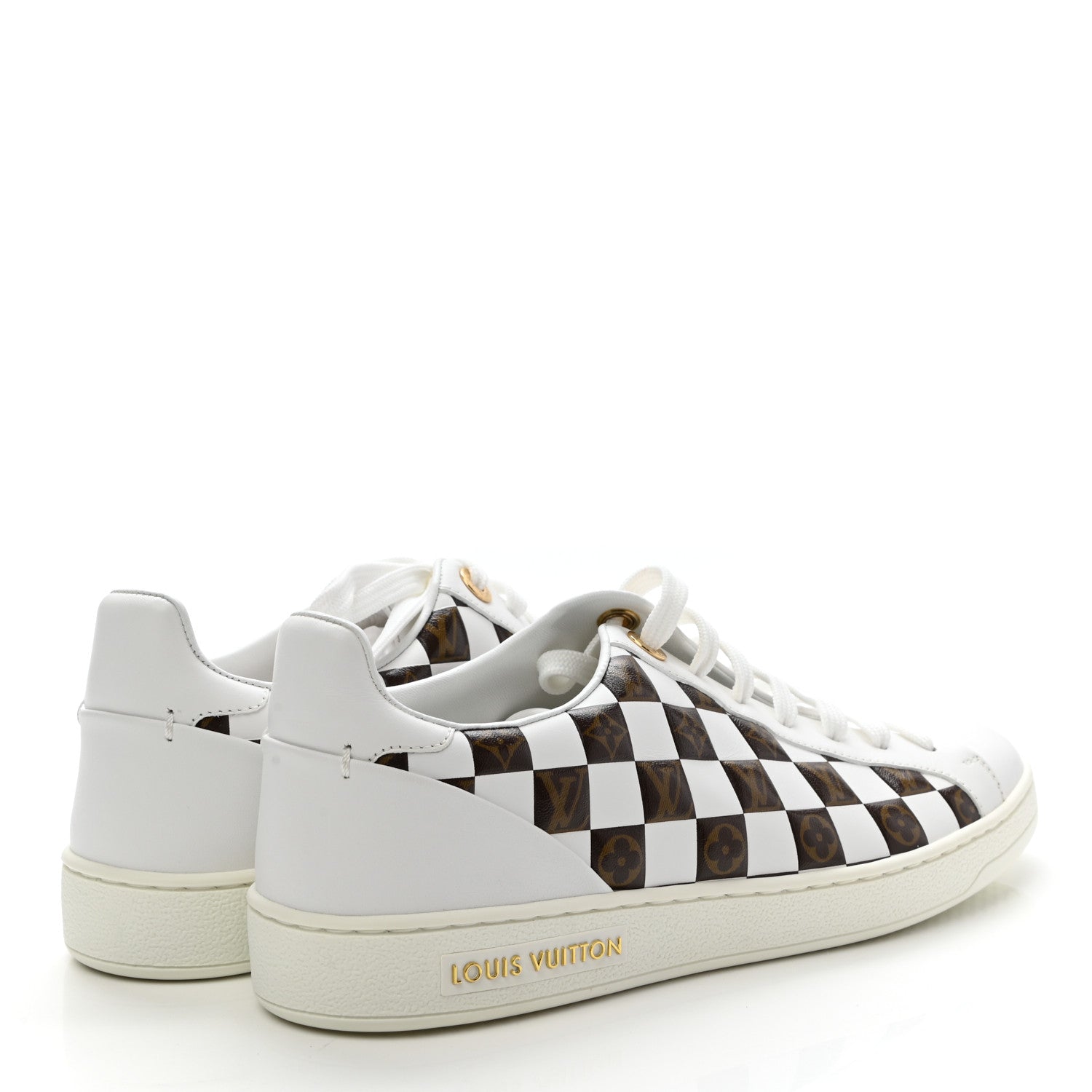 Louis Vuitton Calfskin Monogram Damier Tressage Frontrow Sneakers 38 White 4 of 9