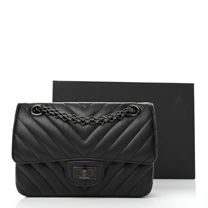 Chanel Aged Calfskin Chevron Quilted 2.55 Reissue Mini Flap So Black 12 of 12