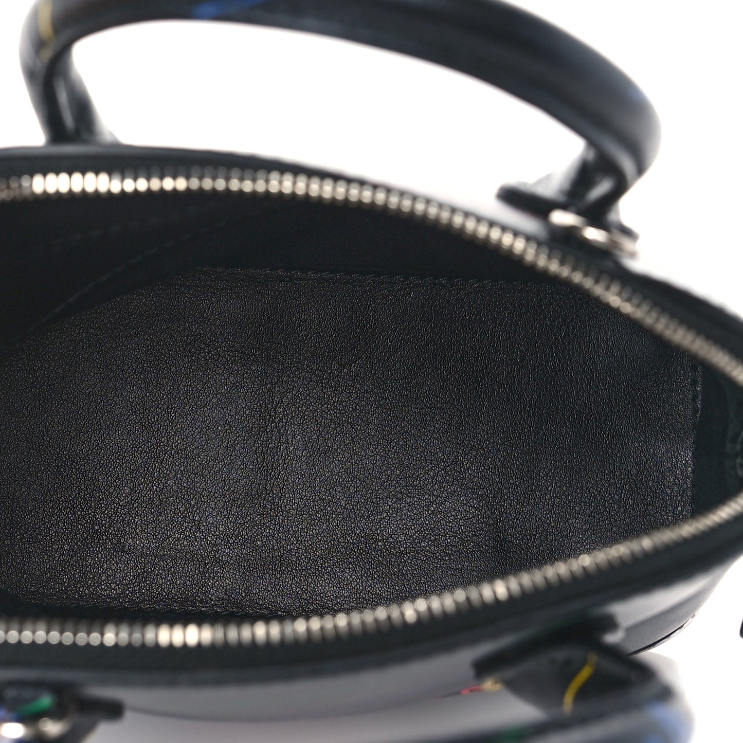 Calfskin Logo Print XXS Ville Top Handle Bag Black Multicolor