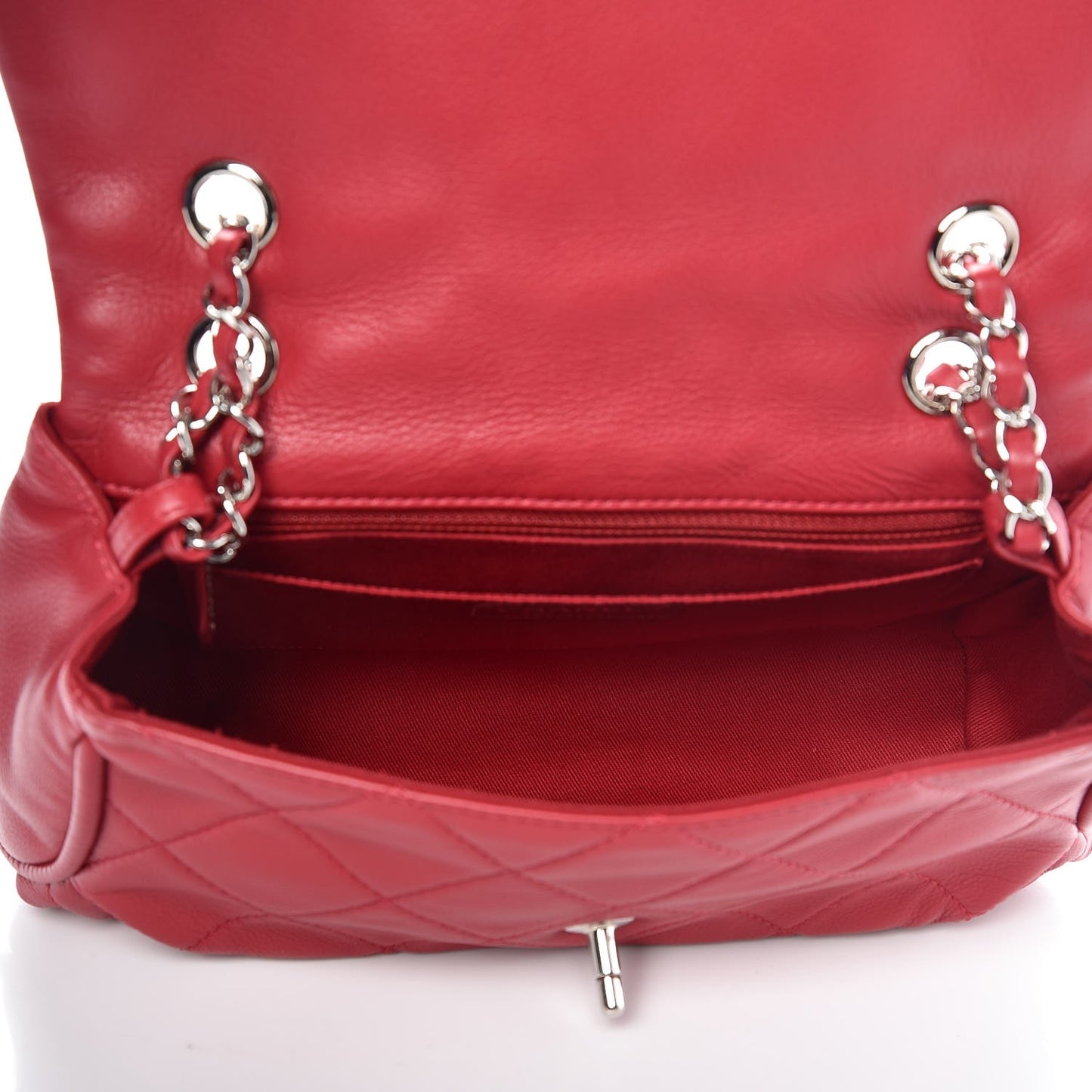 Calfskin Quilted CC Curvy Flap Red