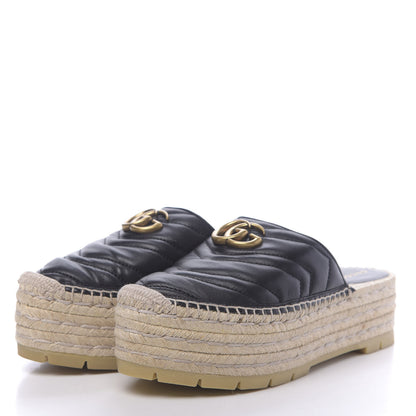 Gucci Nappa Matelasse GG Marmont Platform Espadrille Slippers 38 Black 3 of 9
