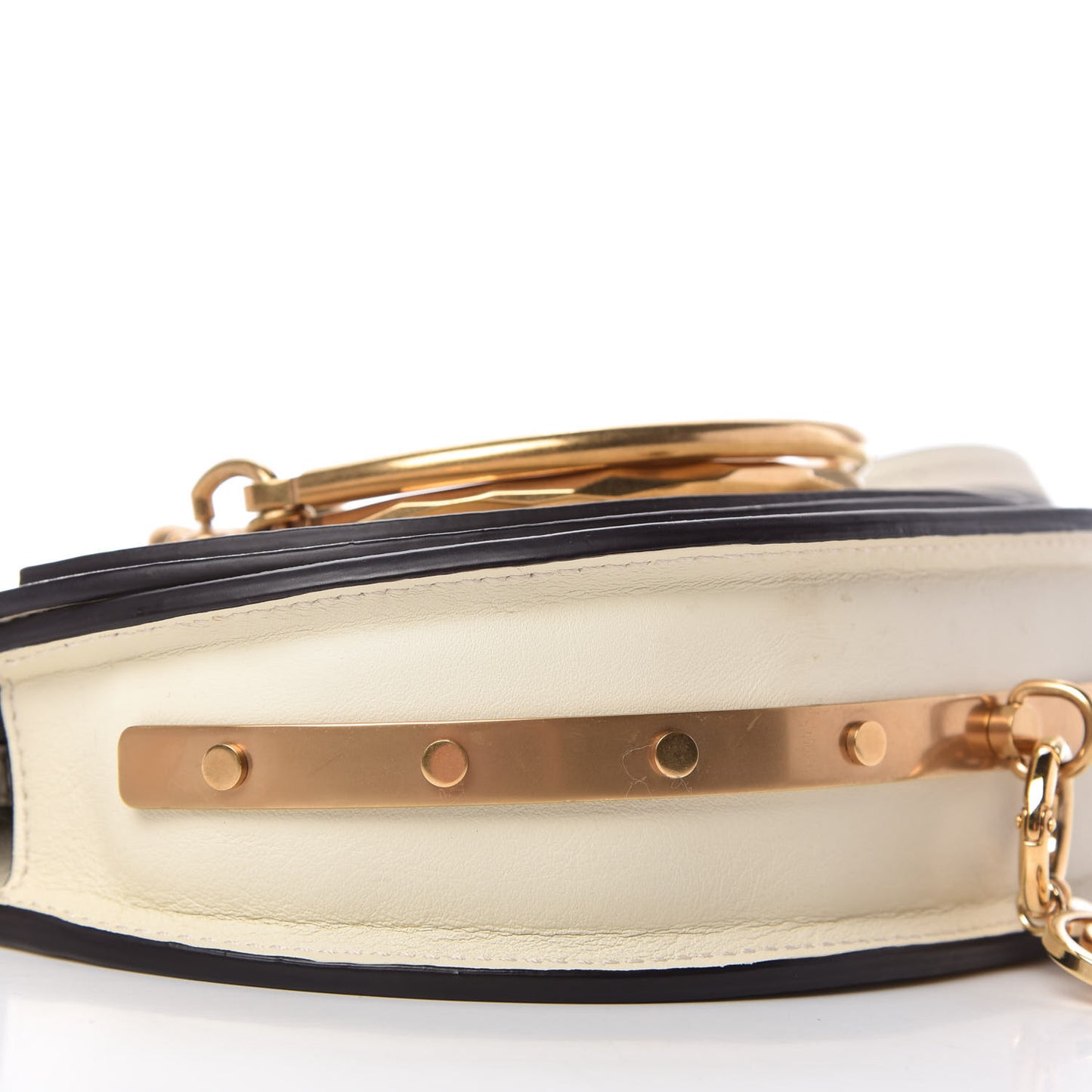 Calfskin Small Nile Bracelet Minaudiere Bag Off White