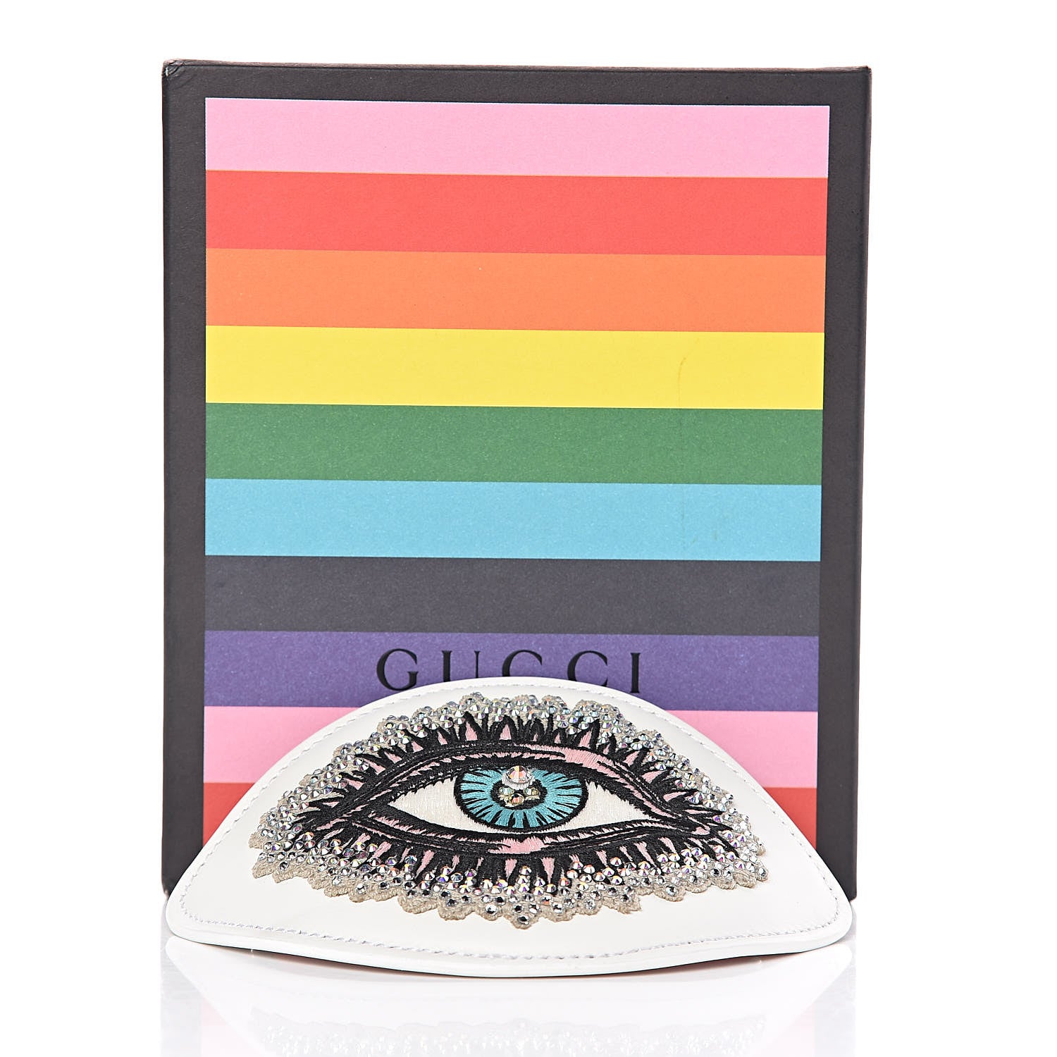 Gucci Calfskin Embellished Ace Eye Patch White 4 of 4