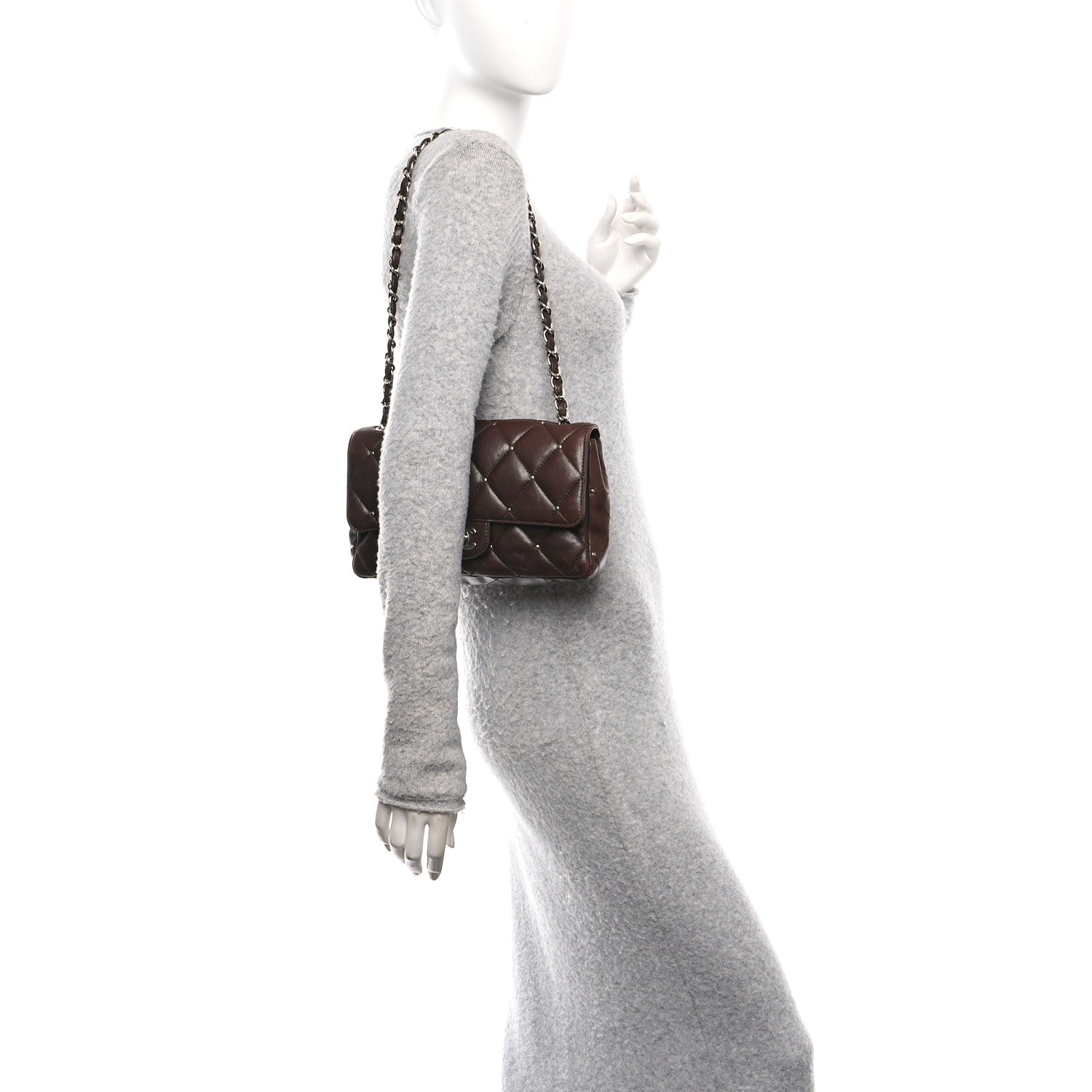 Chanel Lambskin Studded Medium Flap Brown 2 of 12