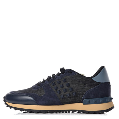 Valentino Garavani Denim Calfskin Suede Rockstud Sneakers 37 Deep Denim 1 of 8