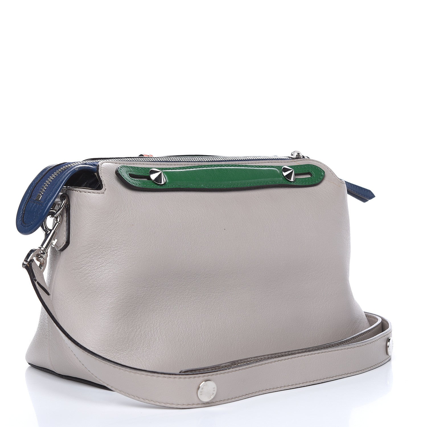 Fendi Vitello Dolce 4 Color Medium By The Way Boston Bag Grigio Polvere Emerald Multicolor 3 of 15
