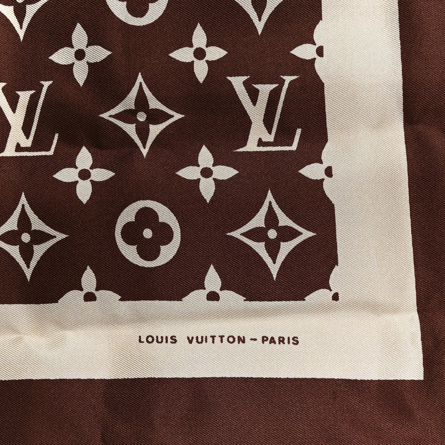 Silk Monogram Square Scarf Beige Brown