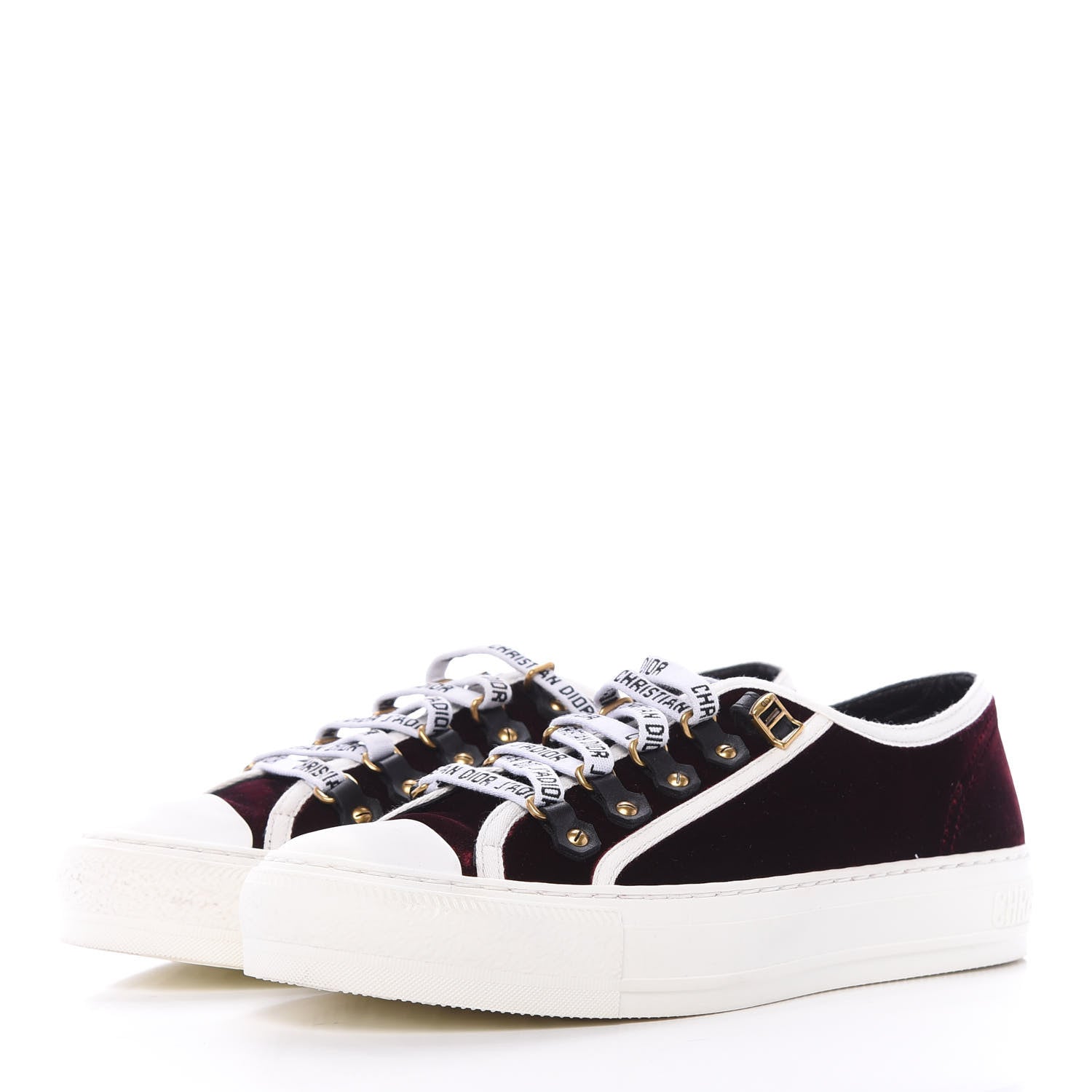 Christian Dior Velvet Walk'N'Dior Low Top Sneakers 38.5 Deep Amaranth 3 of 11