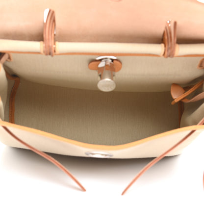 Hermes Military Toile Vache Hunter Herbag Zip Retourne 31 PM Beton Naturel 5 of 13