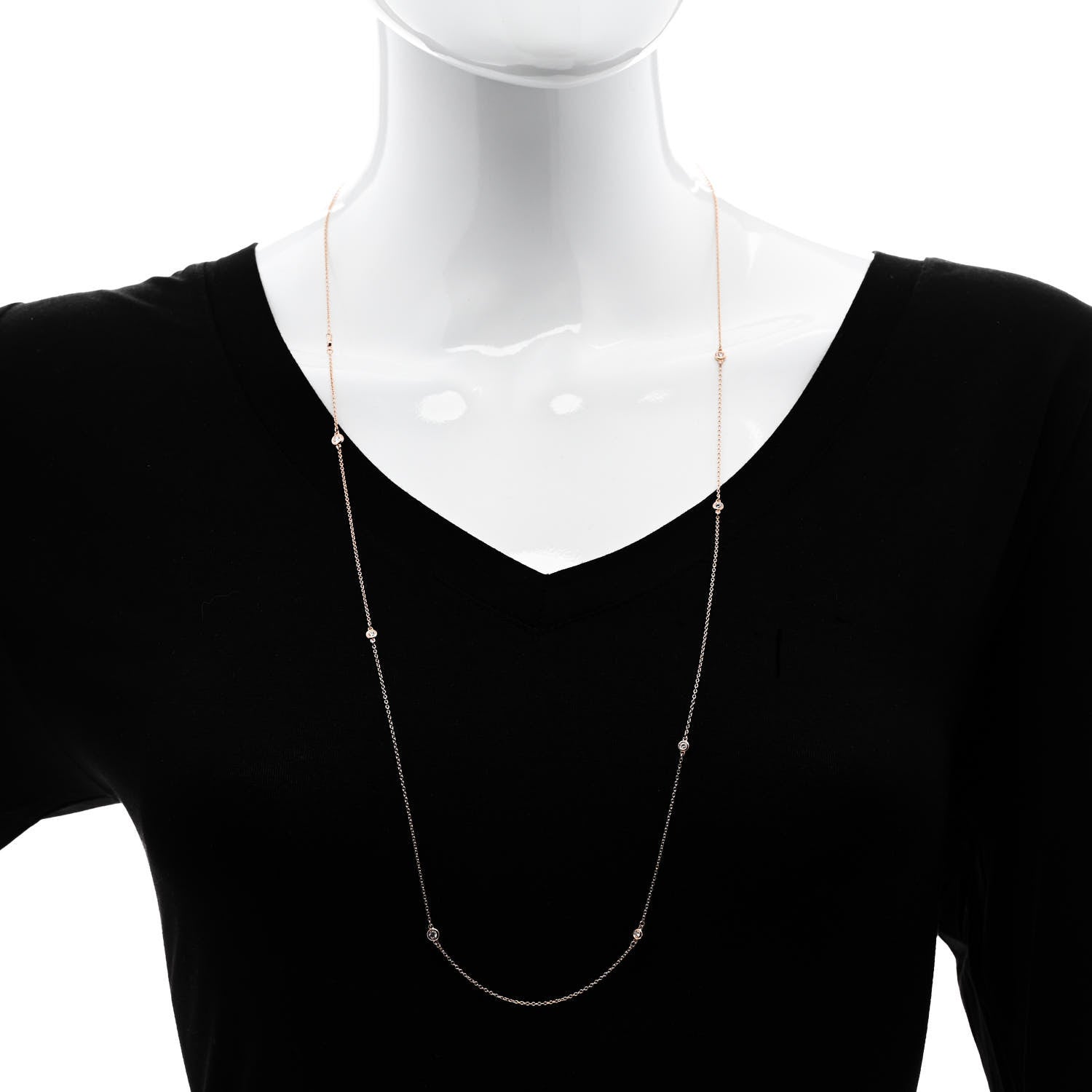 Tiffany 18K Rose Gold Diamond .31ctw Elsa Peretti Diamonds by the Yard Sprinkle Necklace 2 of 6
