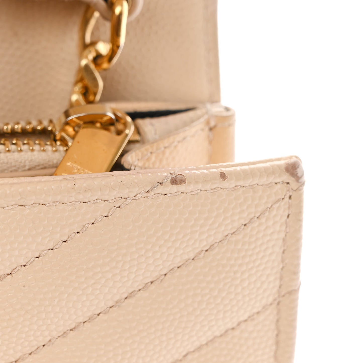 Grain De Poudre Matelasse Chevron Monogram Chain Wallet Dark Beige