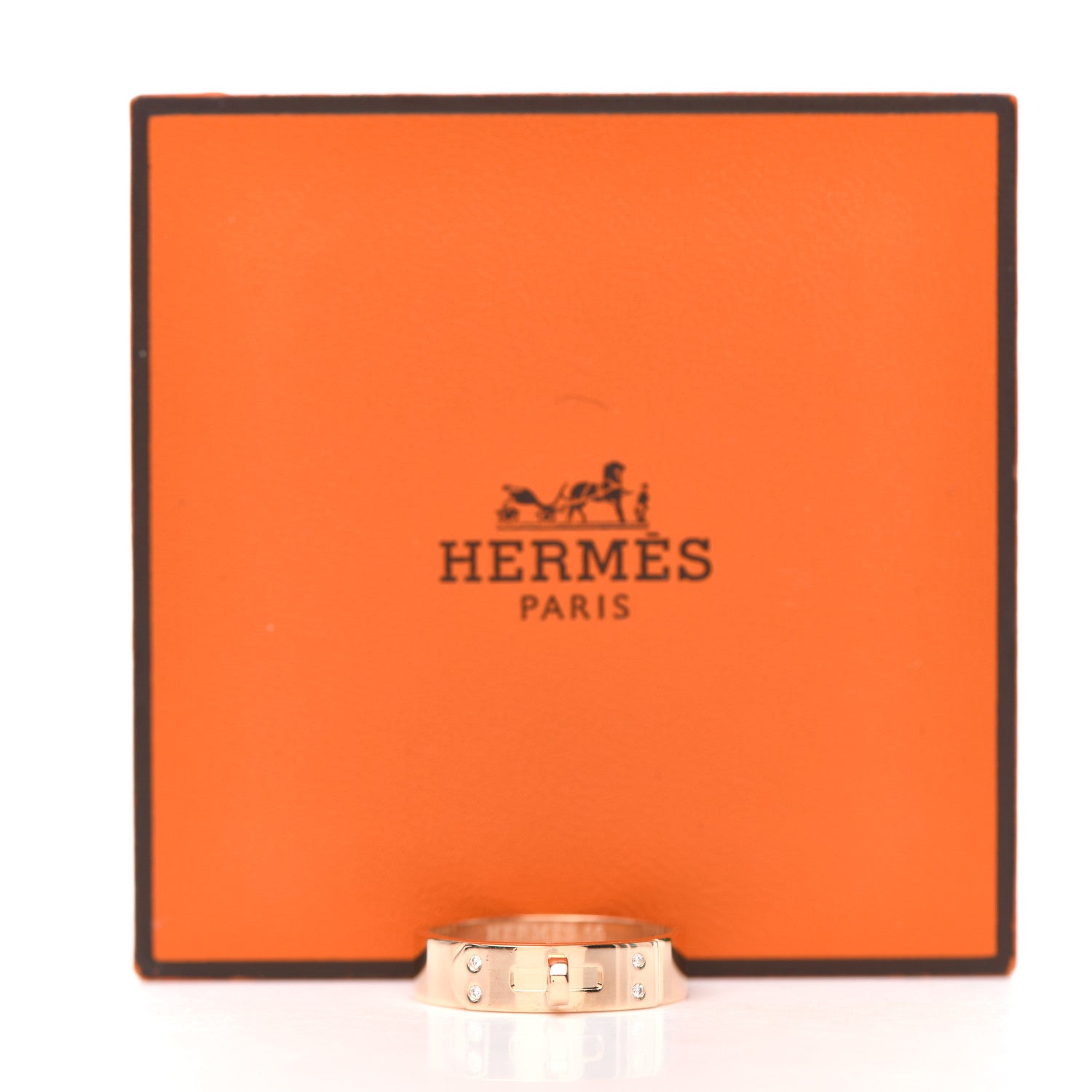 Hermes 18K Rose Gold Diamond PM Kelly Ring 55 7.25 5 of 5