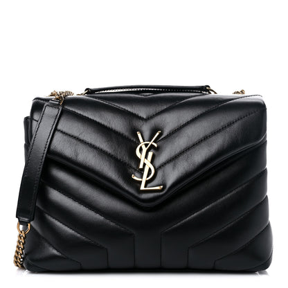 Saint Laurent Calfskin Y Quilted Monogram Small Loulou Chain Satchel Black 1 of 9