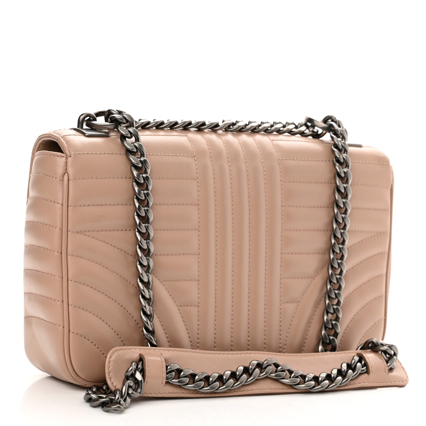 Soft Calfskin Impunture Diagramme Medium Chain Flap Shoulder Bag Cipria