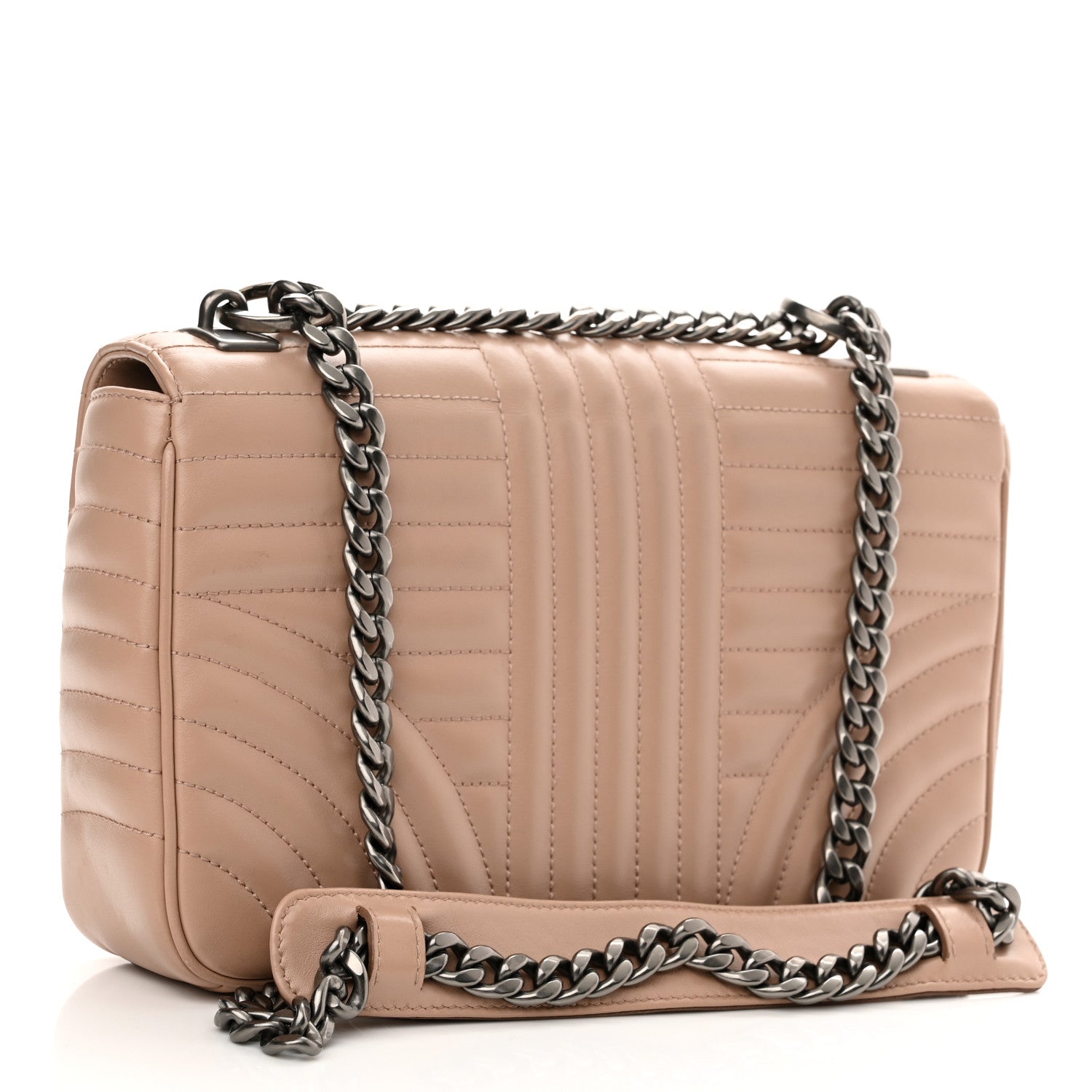 Prada Soft Calfskin Impunture Diagramme Medium Chain Flap Shoulder Bag Cipria 3 of 10