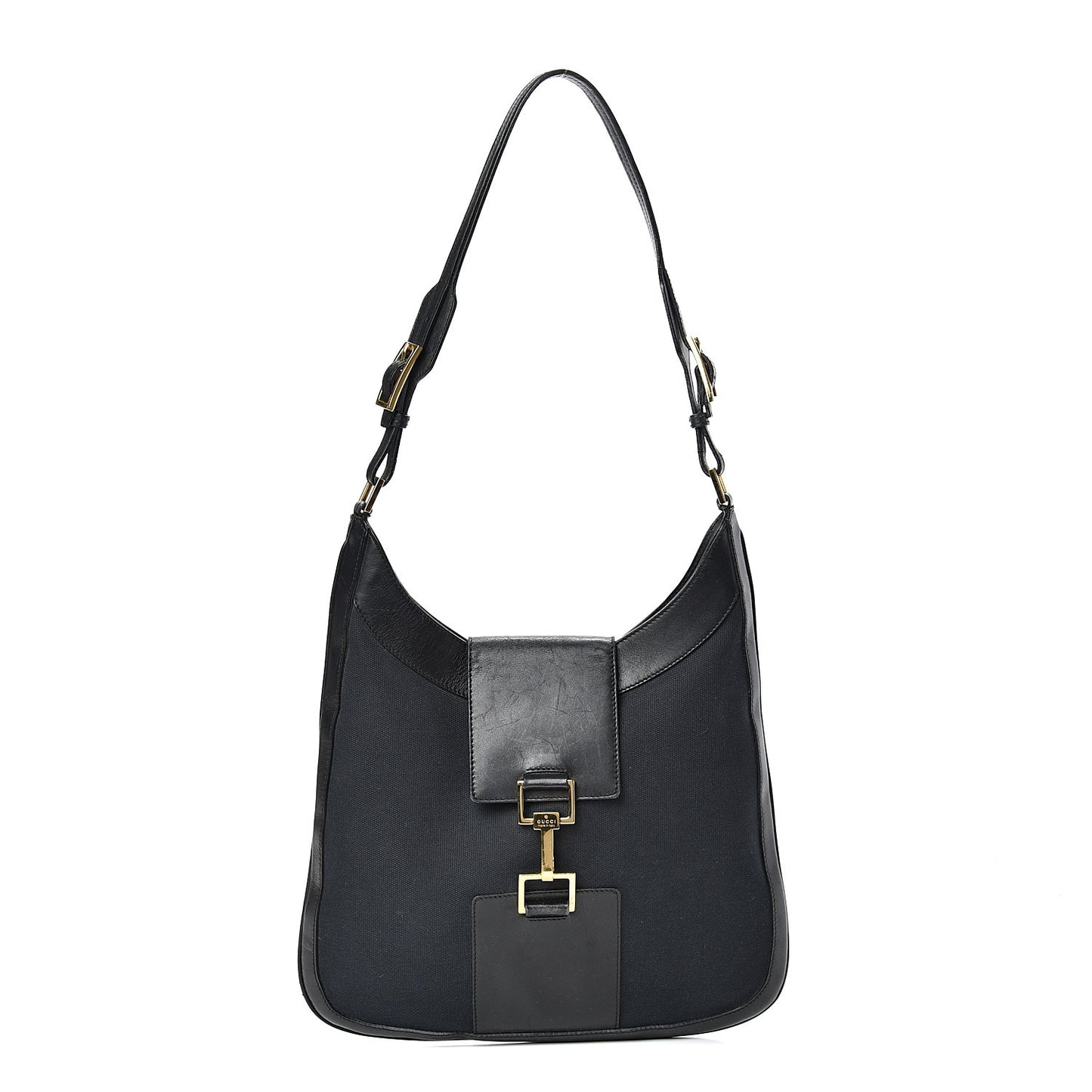Canvas Calfskin Jackie O Hobo Black