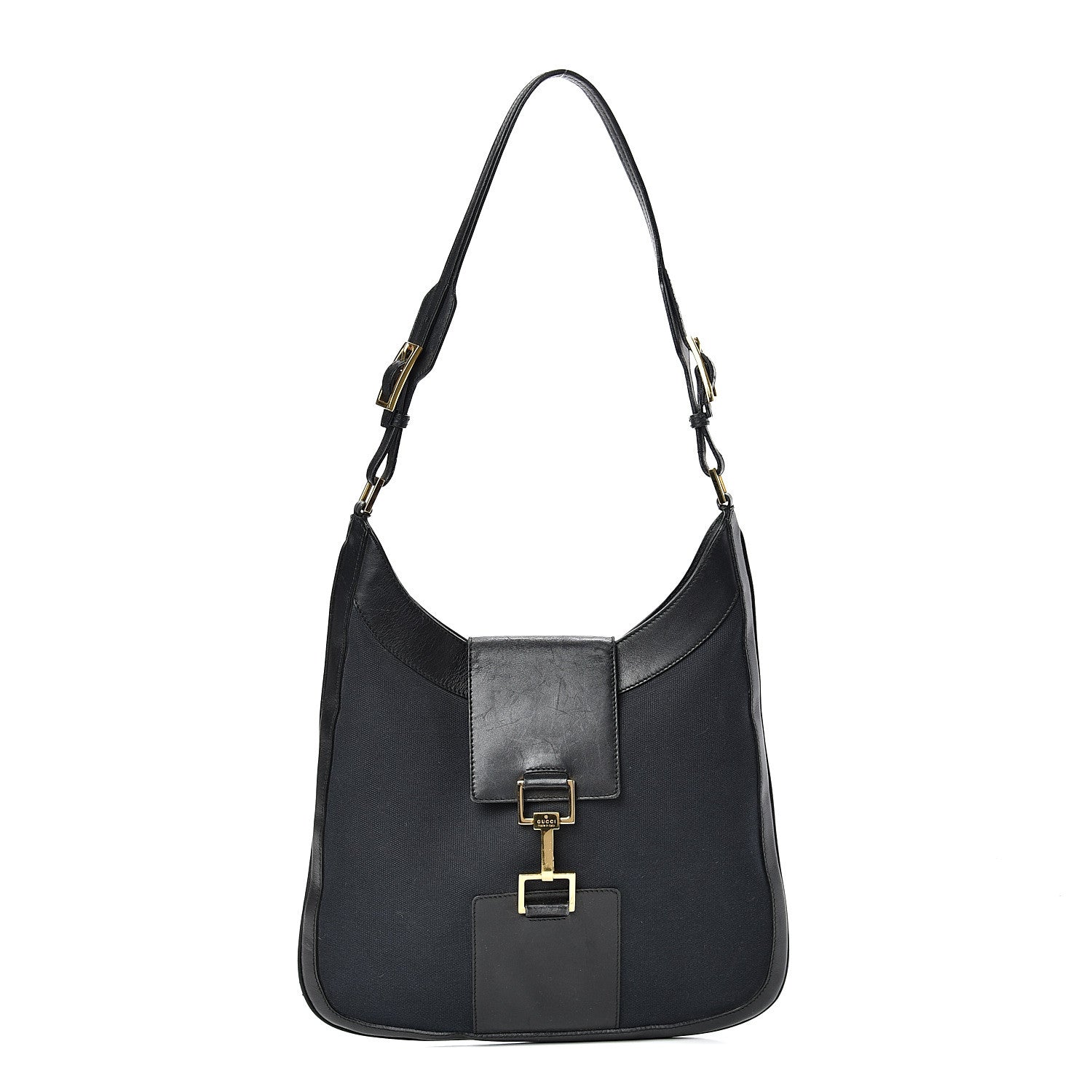 Gucci Canvas Calfskin Jackie O Hobo Black 1 of 16