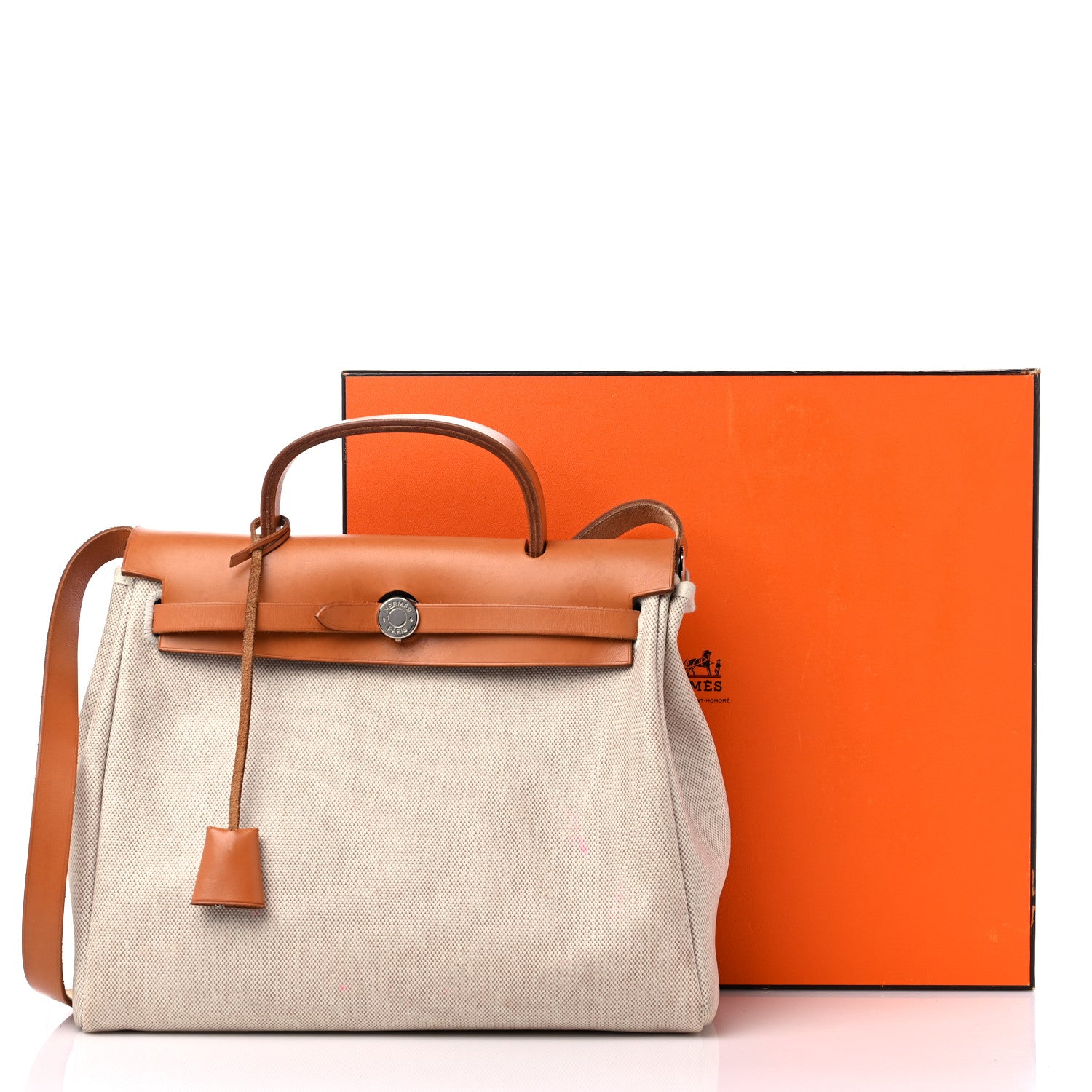 Hermes Toile Vache Calfskin Herbag 30 PM Black Natural 20 of 20