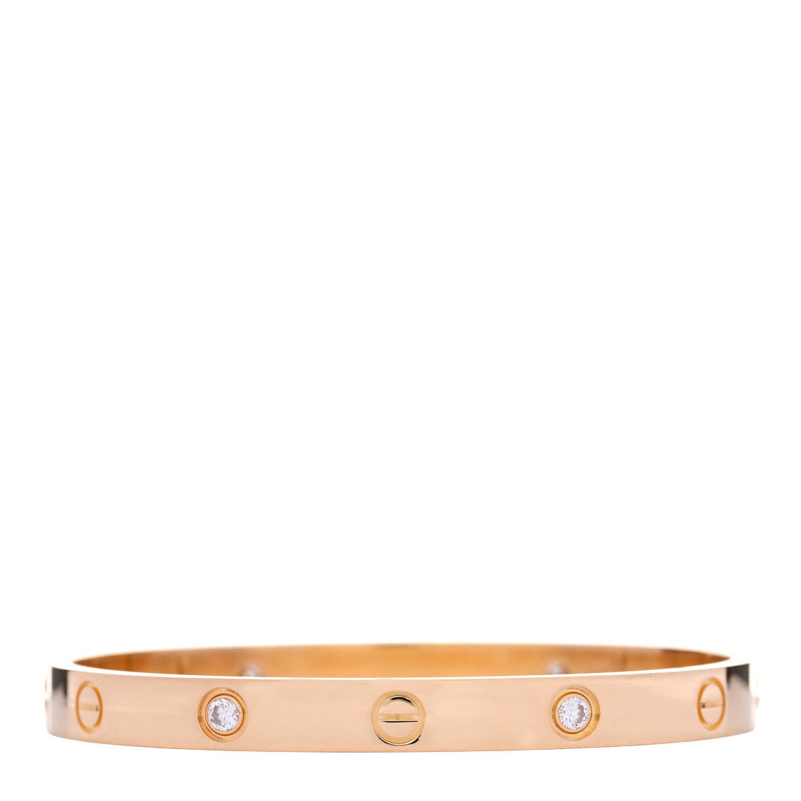 Cartier 18K Yellow Gold 4 Diamond LOVE Bracelet 17 2 of 6