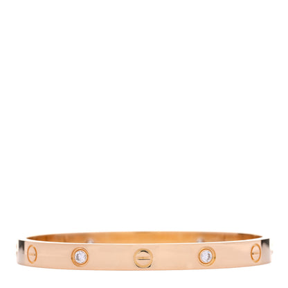 Cartier 18K Yellow Gold 4 Diamond LOVE Bracelet 17 2 of 6