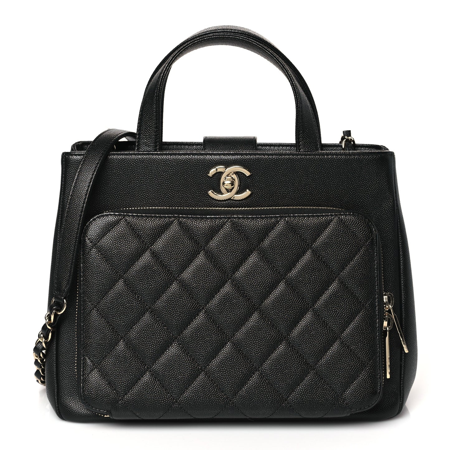 Caviar Quilted Small Business Affinity Shopping Bag Black