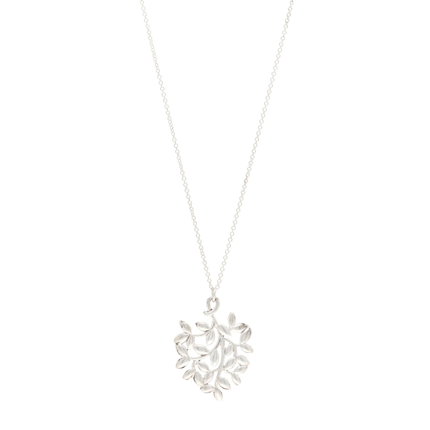 Sterling Silver Paloma Picasso Olive Leaf Heart Branch Pendant Necklace