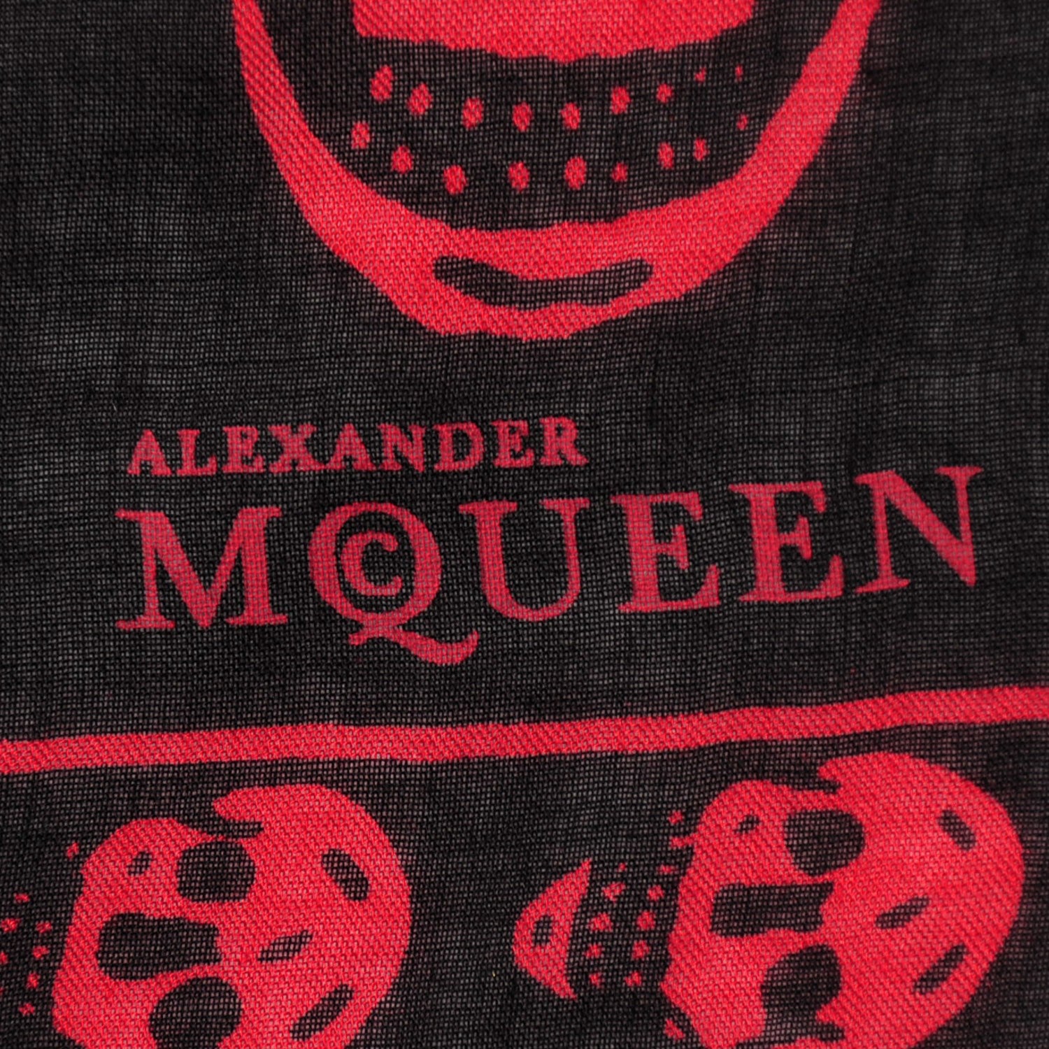 Alexander McQueen Modal Silk Skull Scarf Black Red 4 of 5