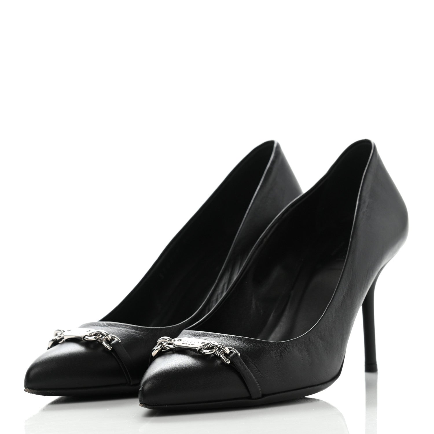 Gucci Nappa Moorea Molaita Mid Heel Pumps 37.5 Black 3 of 14