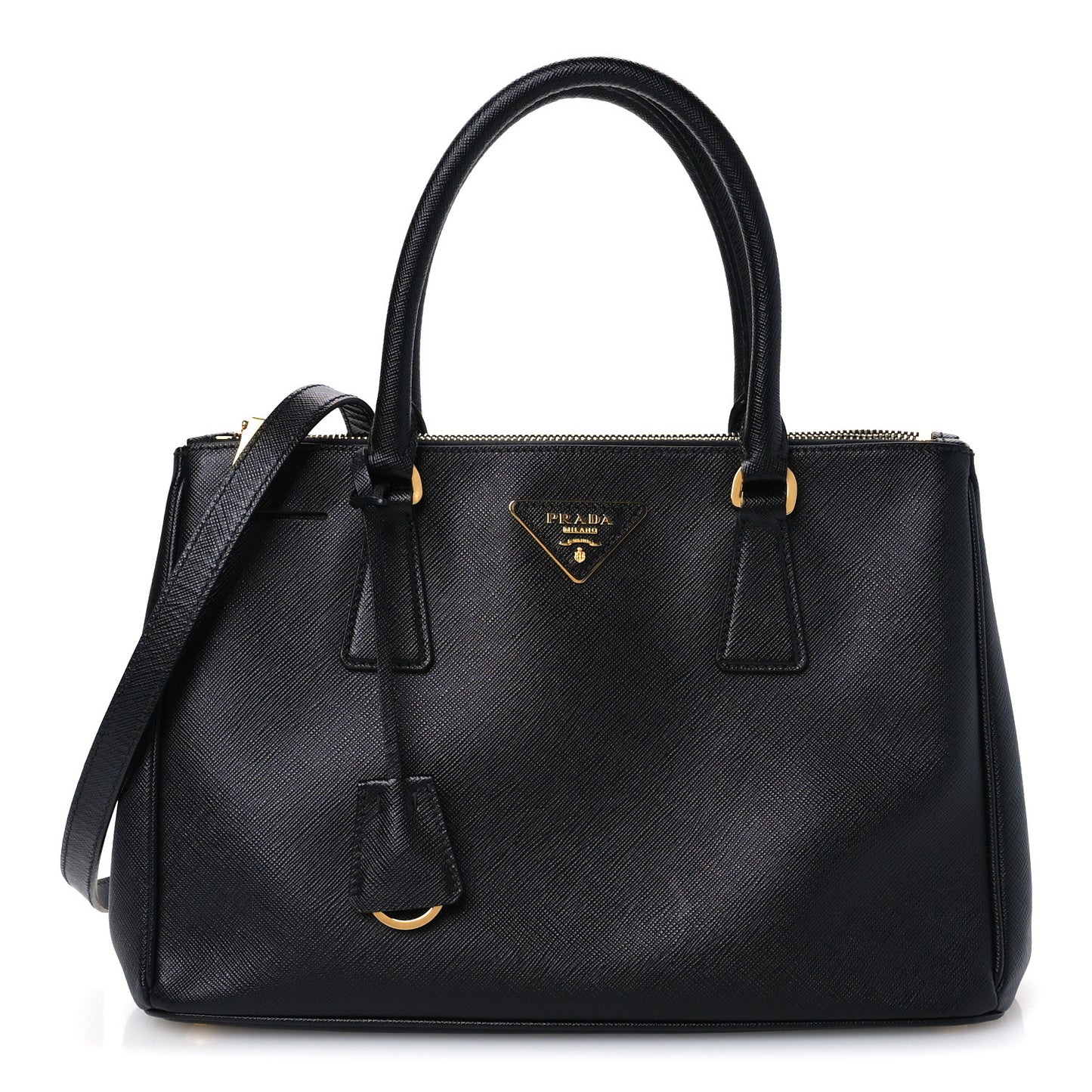 Saffiano Small Galleria Double Zip Tote Black