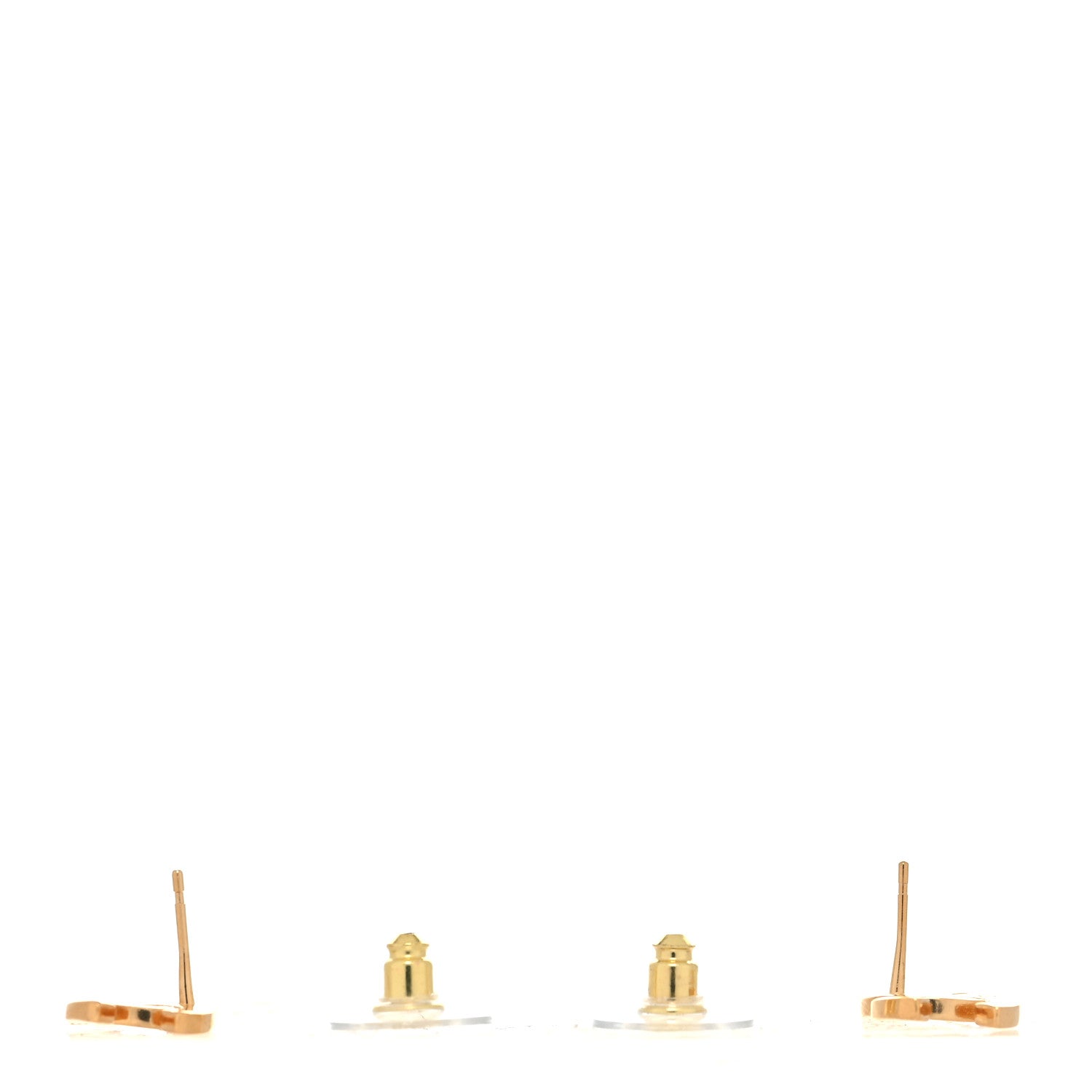 Chanel Metal CC Paris Button Stud Earrings Gold 3 of 4