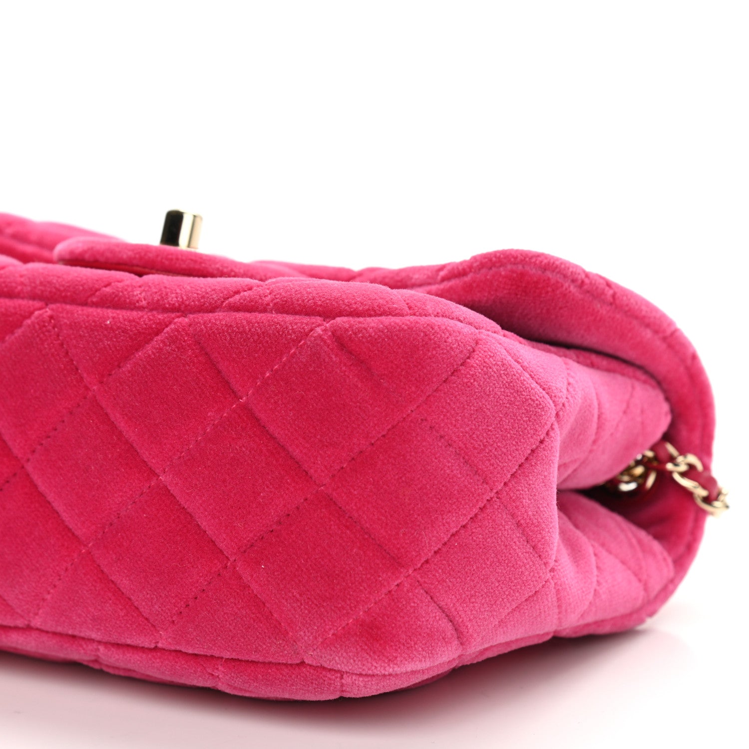 Chanel Velvet Quilted Mini Square Pearl Crush Flap Fuchsia 10 of 11