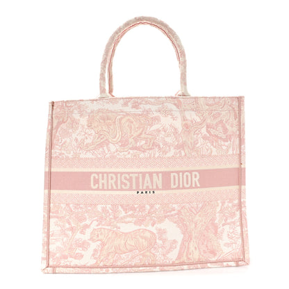Christian Dior Canvas Toile De Jouy Embroidered Large Book Tote Pink 1 of 12