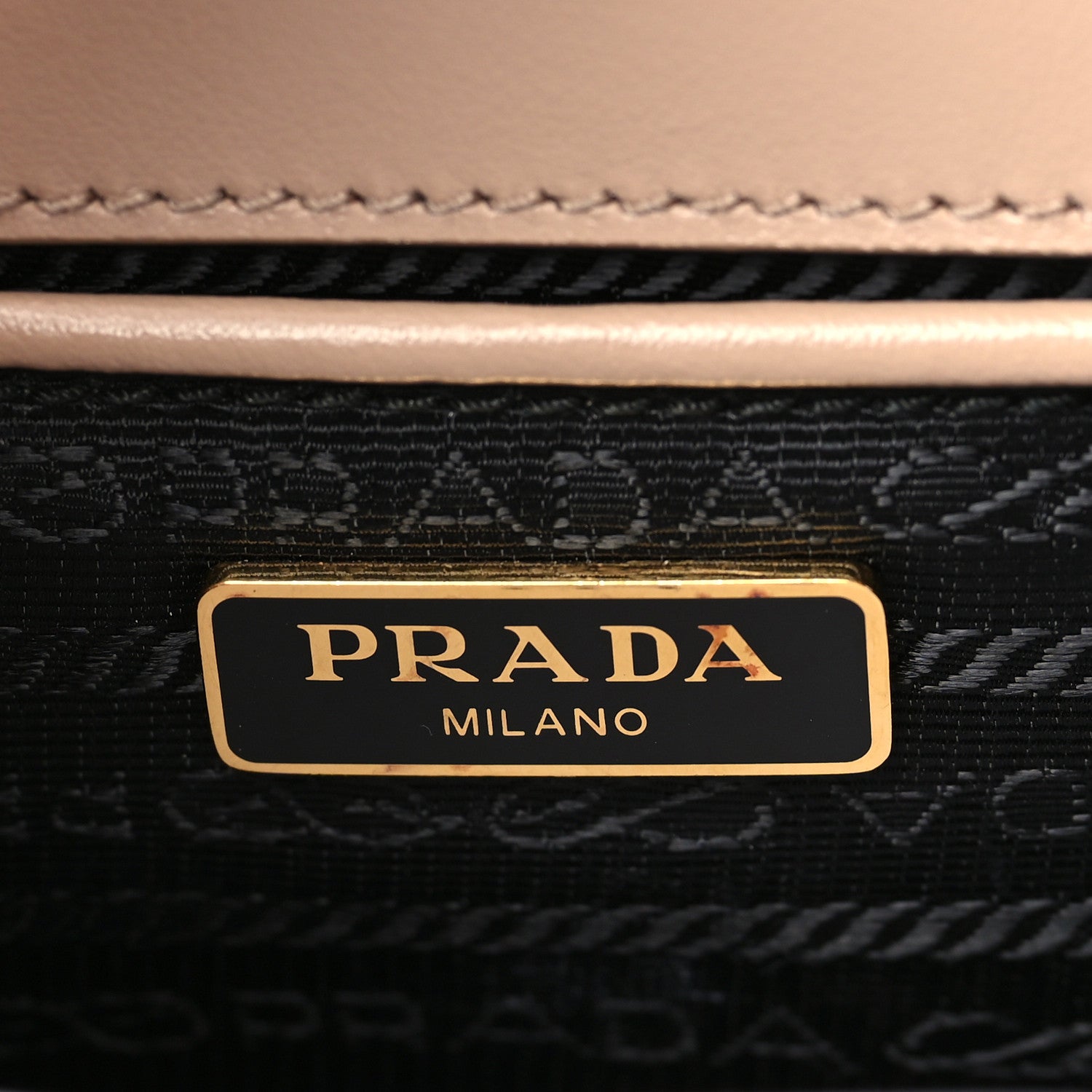 Prada Saffiano Soft Calfskin Metal Triangle Logo Envelope Chain Shoulder Bag Cammeo 6 of 10