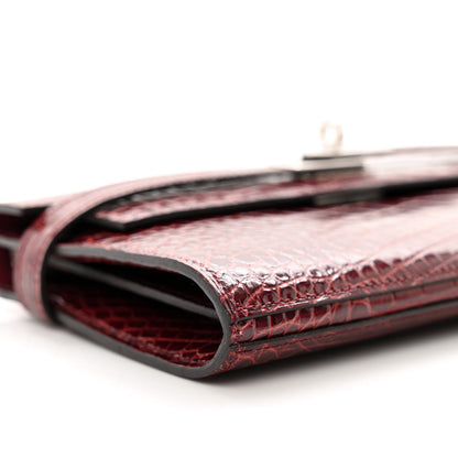 Hermes Shiny Alligator Kelly Longue Wallet Bourgogne 9 of 10