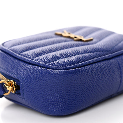 Saint Laurent Grain De Poudre Matelasse Monogram Baby Lou Camera Bag Sapphire Blue 8 of 9
