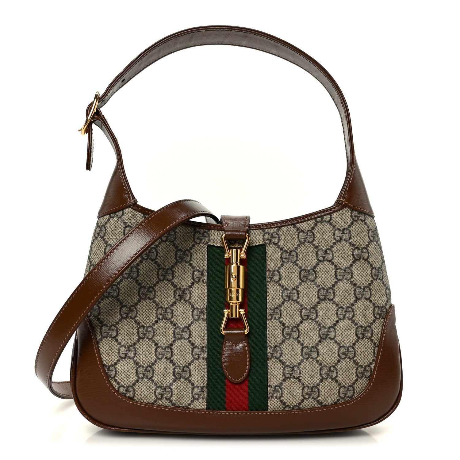 Gucci GG Supreme Monogram Azalea Calfskin Web Small Jackie 1961 Hobo Beige Ebony Brown Sugar Beige Ebony Brown Sugar 1 of 12
